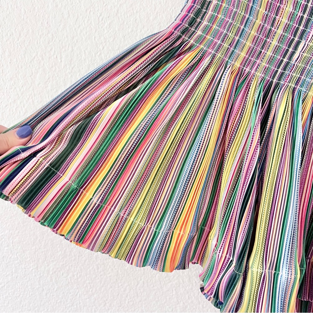 Queen of Sparkles Rainbow Stripe Smocked Waist Swing Shorts Sz XL NWT - Picture 2 of 4